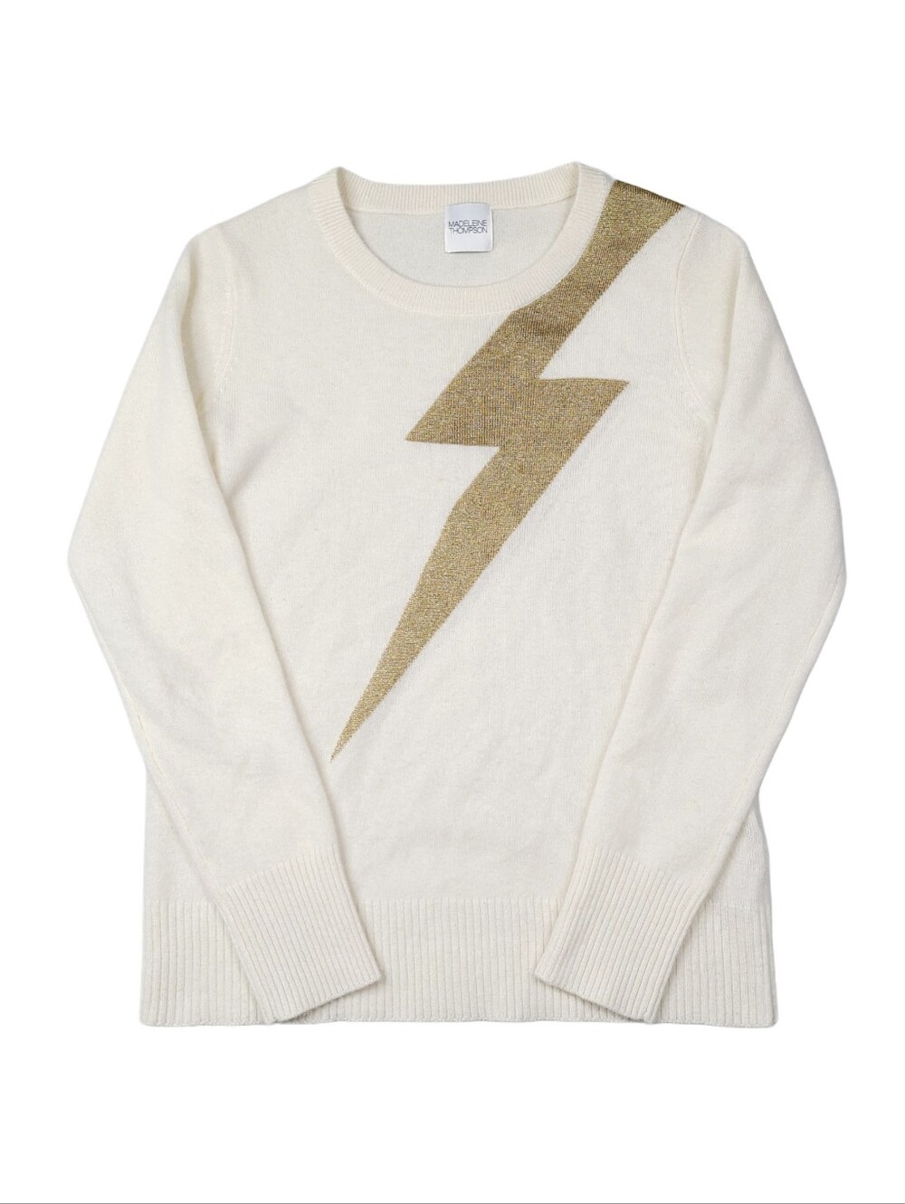 Madeleine Thompson Women's Lightning Bolt Jumper Sweater Medium 100% Cashmere
